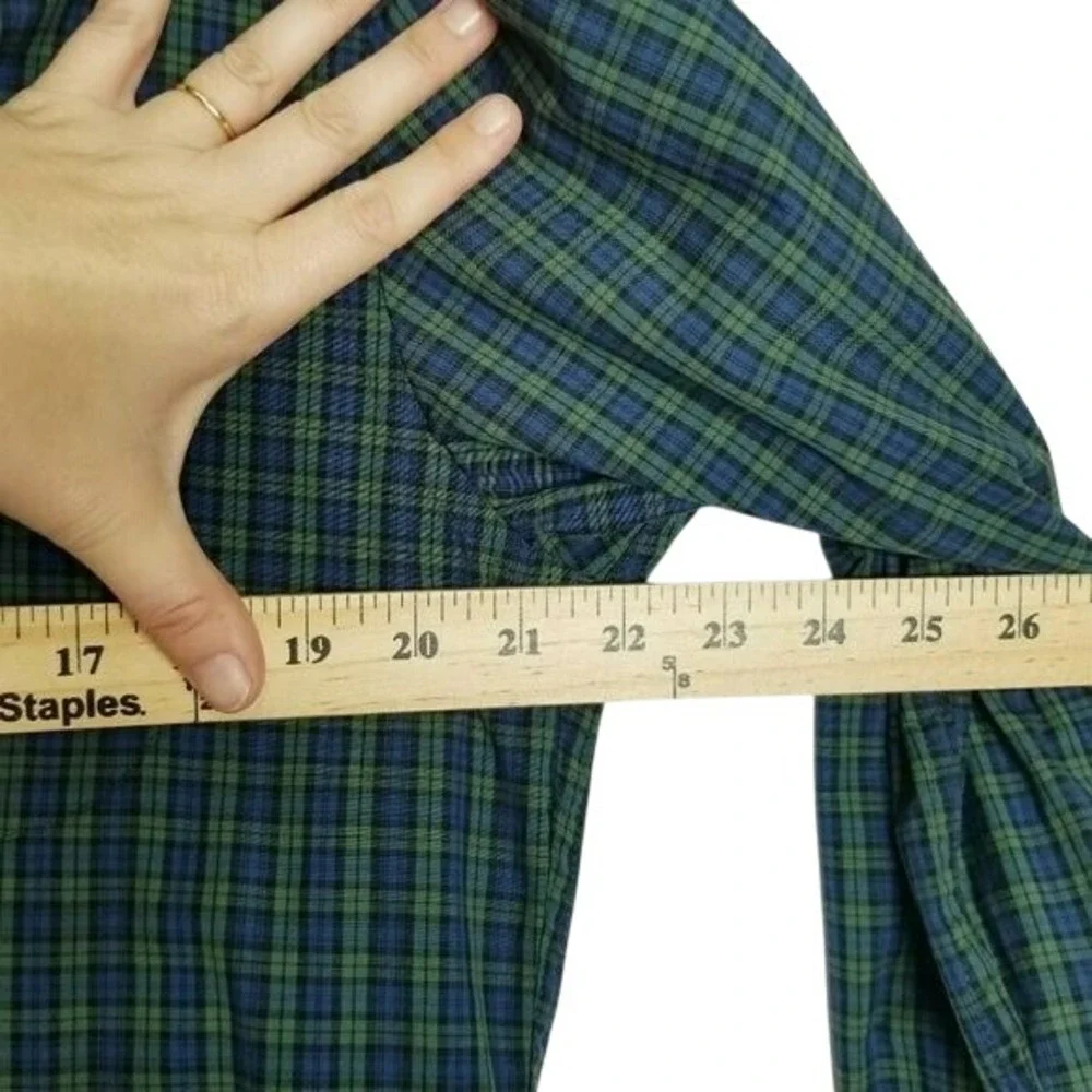 J. Crew Mens Stretch Secret Wash‎ Shirt Pine Plaid Organic Cotton Button Up M